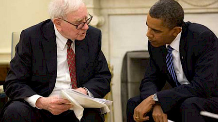 Warren Buffett im Gespräch mit US-Präsident Obama