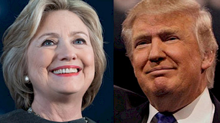 Die demokratische Kandidatin Hillary Clinton (l.) und Donald Trump, der Kandidat der Republikaner. Bild: Twitter
