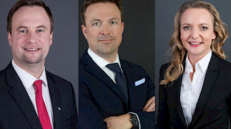 Die neuen Senior Partner bei Helvetic Trust (v.l.): Piotr Kulikowski, Markus Hollmén und Ruth Fischer. 