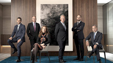 Nicolas Mirabaud, Yves Mirabaud, Camille Vial, Lionel Aeschlimann, Michael Palma, Antonio Palma (v.l.n.r.).