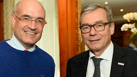 Rechtsanwalt Alexander Lindemann und Ständerat Ruedi Noser (v.l.). (Bild: Kapitalmarktforum)