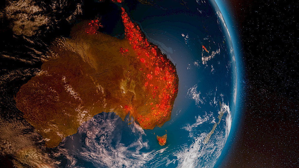 Extreme Klimakatastrophen wie die Waldbrände in Australien können auch im Jahre 2020 wieder verheerende Schäden anrichten. (Bild: Shutterstock.com)