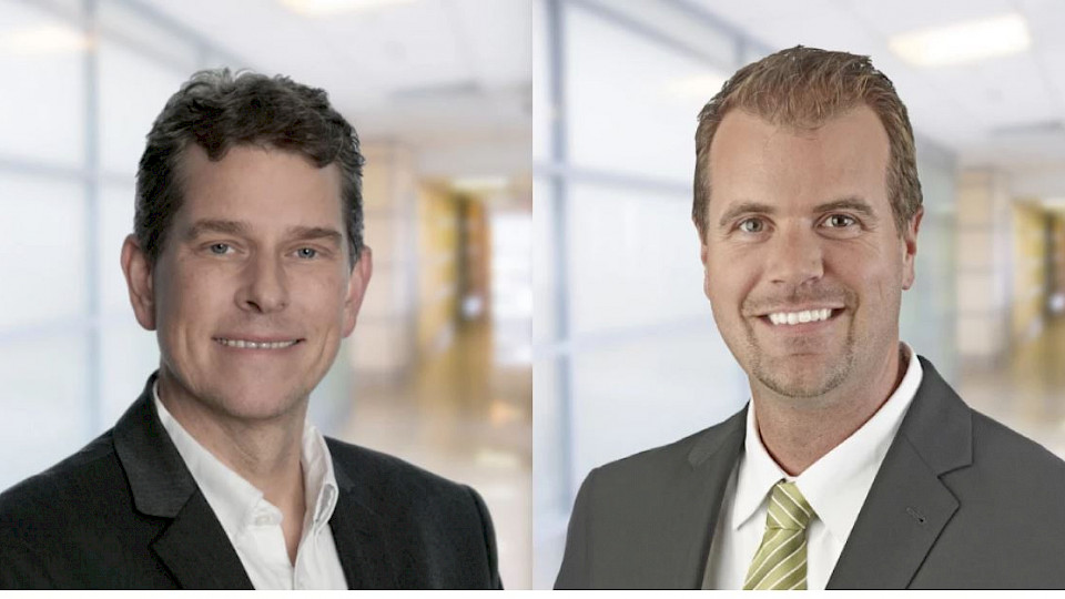 Stéphane Martignoni, Head of Indirect Sales and Partner Management und Daniel Weckmann, Head of Sales Retail Banking bei Crealogix Switzerland.