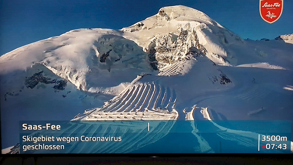 So etwas wollen wir nie wieder sehen: Geschlossene Skipisten trotz besten Bedingungen (Quelle: SRF Meteo).