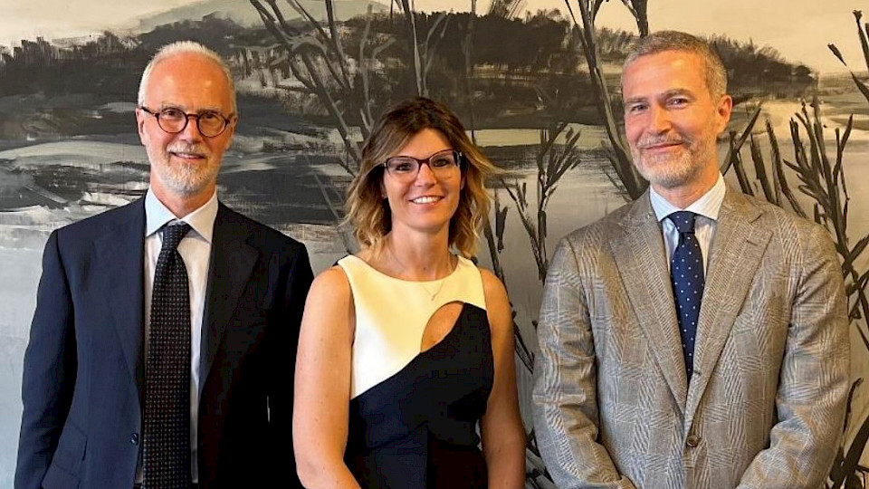 Umberto Trabaldo Togna, Präsident, Monica Malnati, Group Head of Human Resources, Luca Venturini, CEO (v.l.), PKB Privatbank