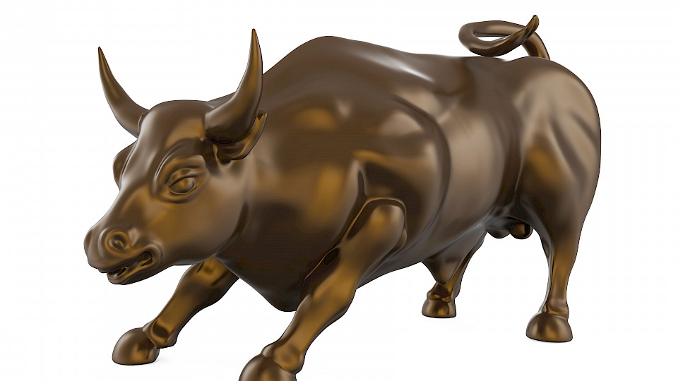 Der Bulle macht sich zwar auch in Wallstreet rar, dürfte aber früher zurückkehren als in Europa. (Bild: Shutterstock.com/Nerthuz)