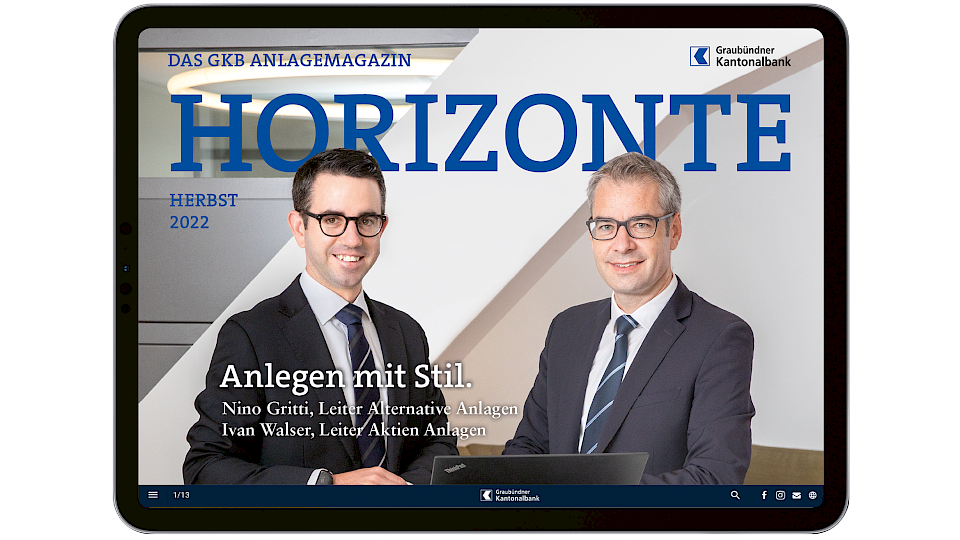 Nino Gritti (links) und Ivan Walser gehen in der aktuellen Ausgabe des Anlagemagazins Horizonte auf die Herausforderungen ein, mit denen sich Anlegerinnen und Anleger konfrontiert sehen. (Bild: zvg)