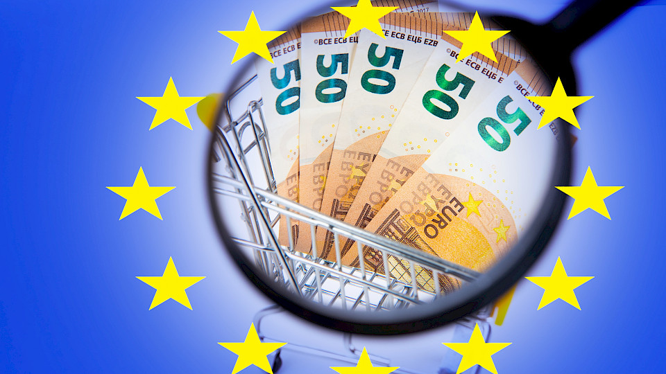 Die Kerninflation im Euroraum hat im August 5,3 Prozent betragen nach 5,5 Prozent im Vormonat. (Bild: Shutterstock.com/FOTOGRIN)