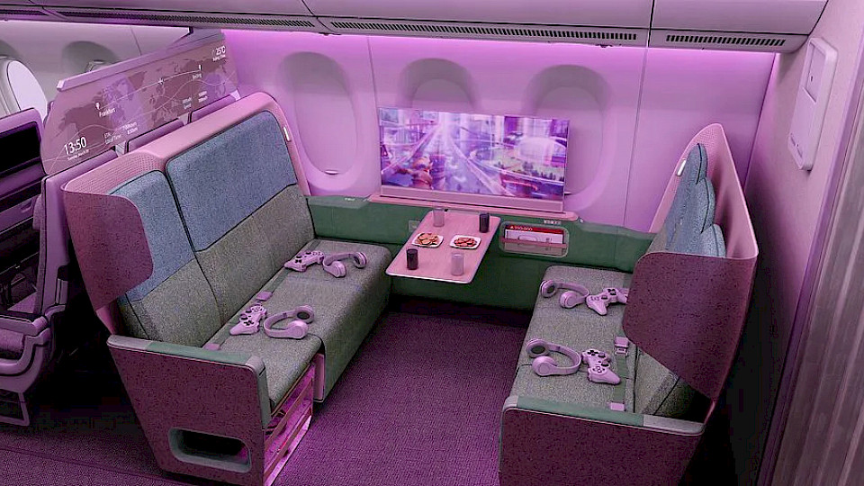 Eine der Ideen: der Fly-Buddy Hub von Ameco. Er verspricht mehr Komfort für die Economy Class. (Bild: Hamburg Aviation)