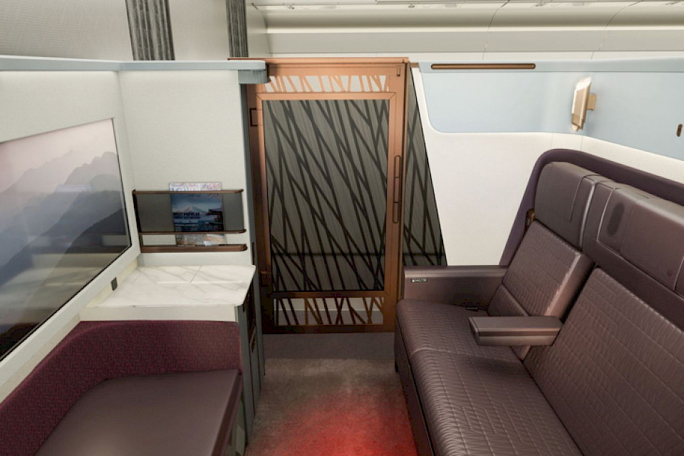 Das First-Class-Erlebnis im neuen A350-1000 von Japan Airlines. Bild: Japan Airlines