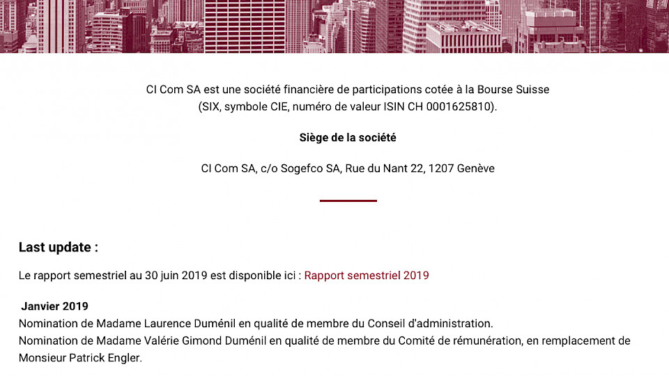 Last update aus dem Jahr 2019... Nun braucht Ci Com auch eine neue Revisionsfirma. (Bild Screenshot)