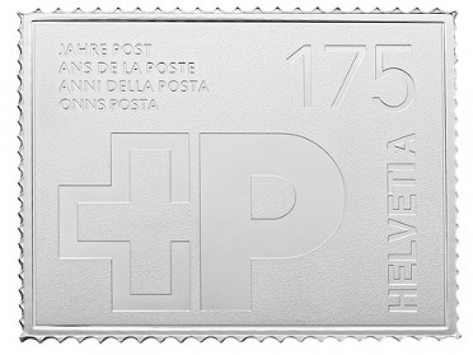 Die Briefmarke aus Silber zum Post-Jubiläum ist ein begehrtes Sammlerstück.