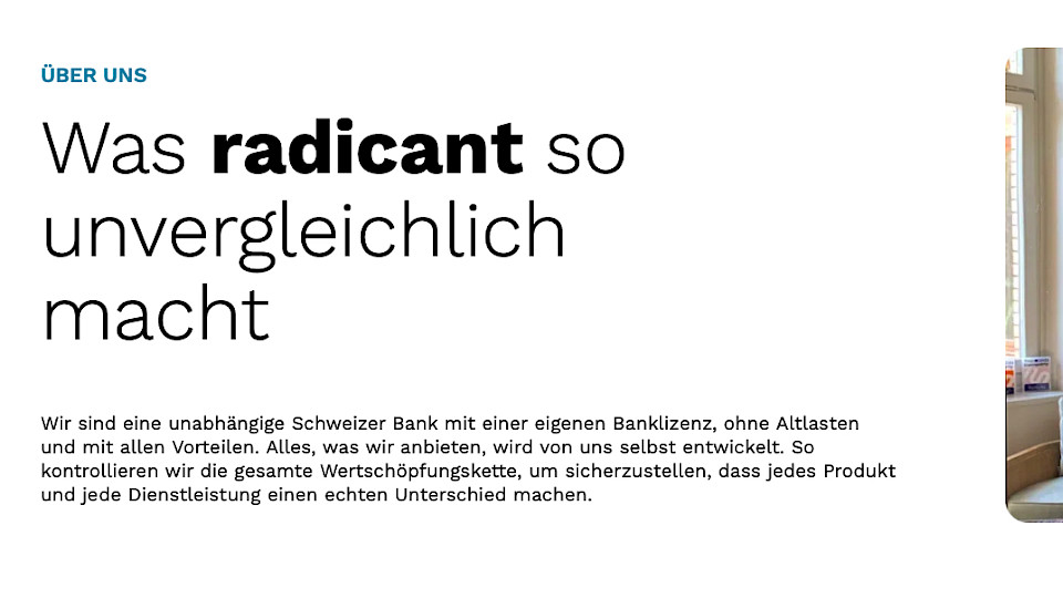 Radicant war von der BLKB als digitale Bank mit Nachhaltigkeitsfokus gegründet worden, offenbar funktioniert es nicht allein. (Bild pd)