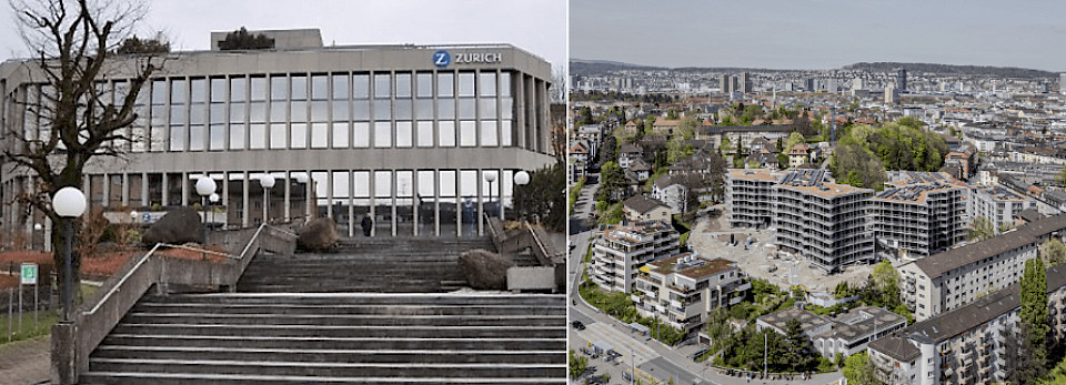 Aus dem Bürogebäude entstanden drei grosse Mehrfamilienhäuser. (Bild pd)