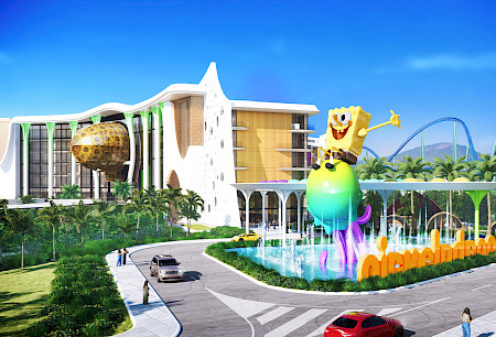 Familienferien mal anders: SpongeBob und Co. erwarten Fans in diesem farbenfrohen Themenhotel. (Bild: Nickelodeon Hotel Rixos)