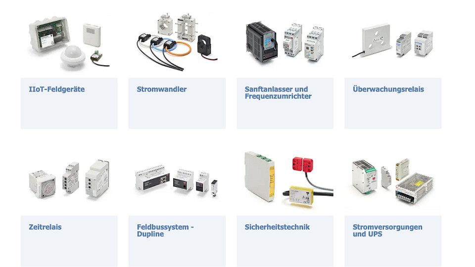 Eine Auswahl der Produkte der Elektrotechnik-Gruppe. (Bild Screenshot)