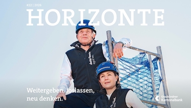 Die aktuelle Ausgabe des GKB Magazins «Horizonte» stellt den Generationenwechsel in Familienunternehmen in den Vordergrund (Bild: GKB)