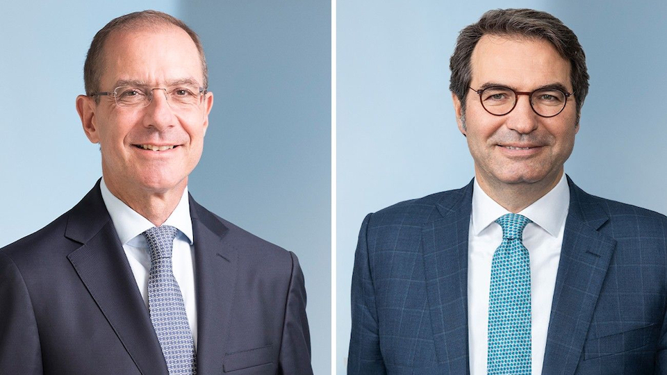 Wechsel an der Spitze der Bankiervereinigung: Marcel Rohner (links) gibt im September das Amt an Giorgio Pradelli (rechts) ab (Bild: SBVg)
