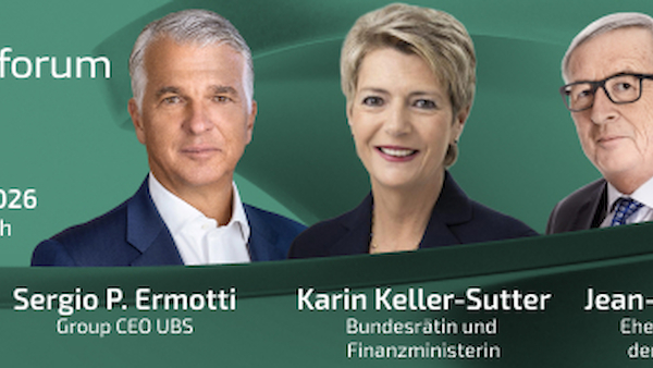 Ermotti, Keller-Sutter und Juncker am Finance Forum Zürich 2026