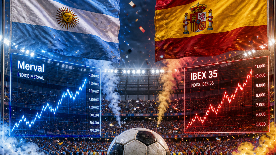 Argentinien gegen Spanien: Zwei gute Fussball-Nationen, zwei wachsende Volkswirtschaften, zwei Börsen im Hoch (AI-Collage: IT)